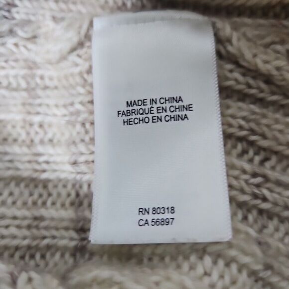 Lucky Brand Spacedye Beige Boxy Relaxed Fit  Ribbed Crewneck Boho Sweater Size L - Picture 6 of 9